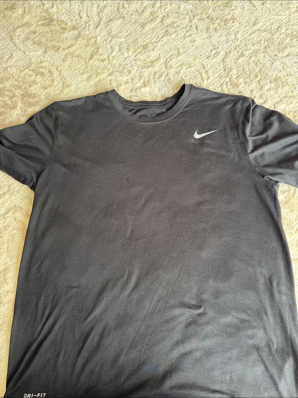 Nike Black Short-Sleeve Dri-FIT Crew Tee with White Swoosh